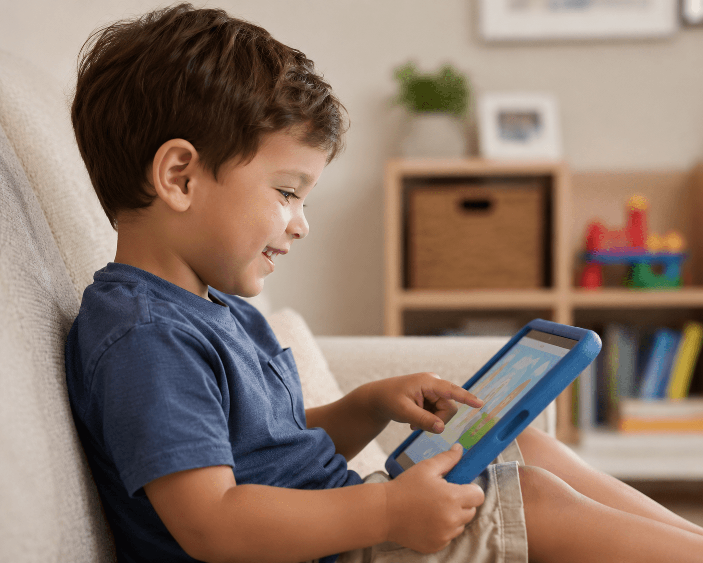 Child using Cubby Cubby on a tablet